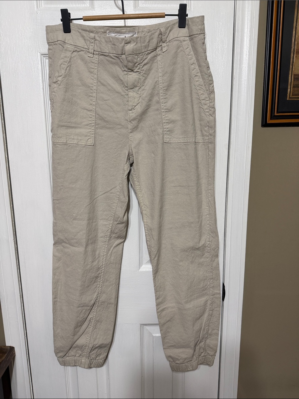 Frank & Eileen JAMESON Light Beige Cargo Jogger Pants Size 10 W 16” I 26”
